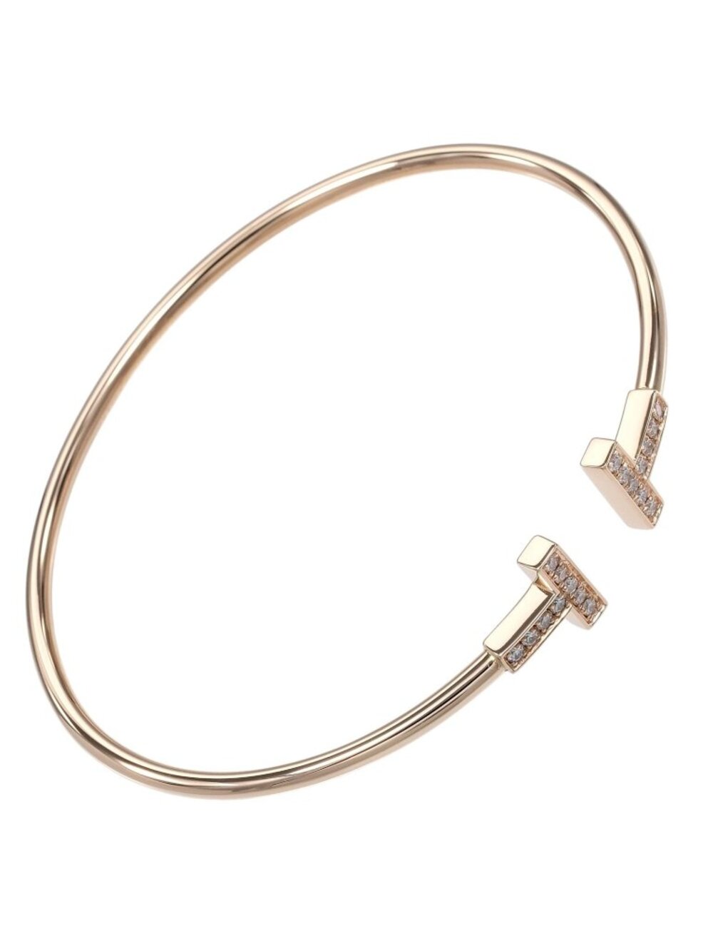 Tiffany & Co T Wire 18k Pink Gold Diamond Bracelet
